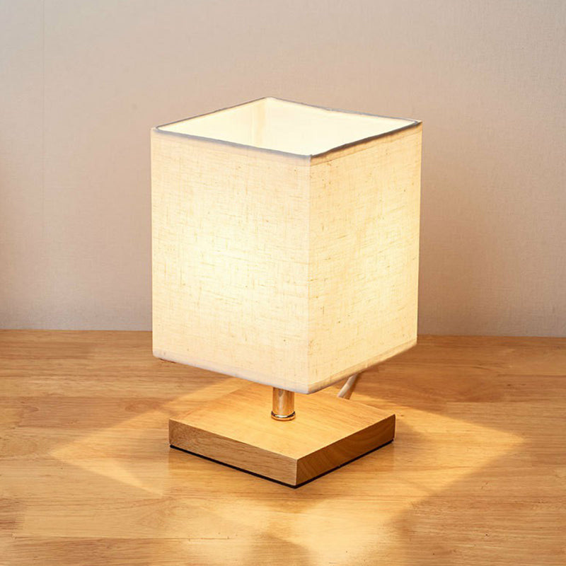 Flax and Wood Minimalist Table Lamp