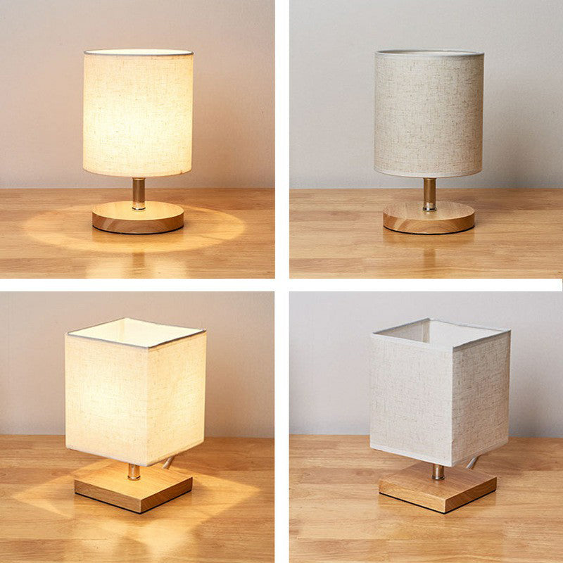 Flax and Wood Minimalist Table Lamp