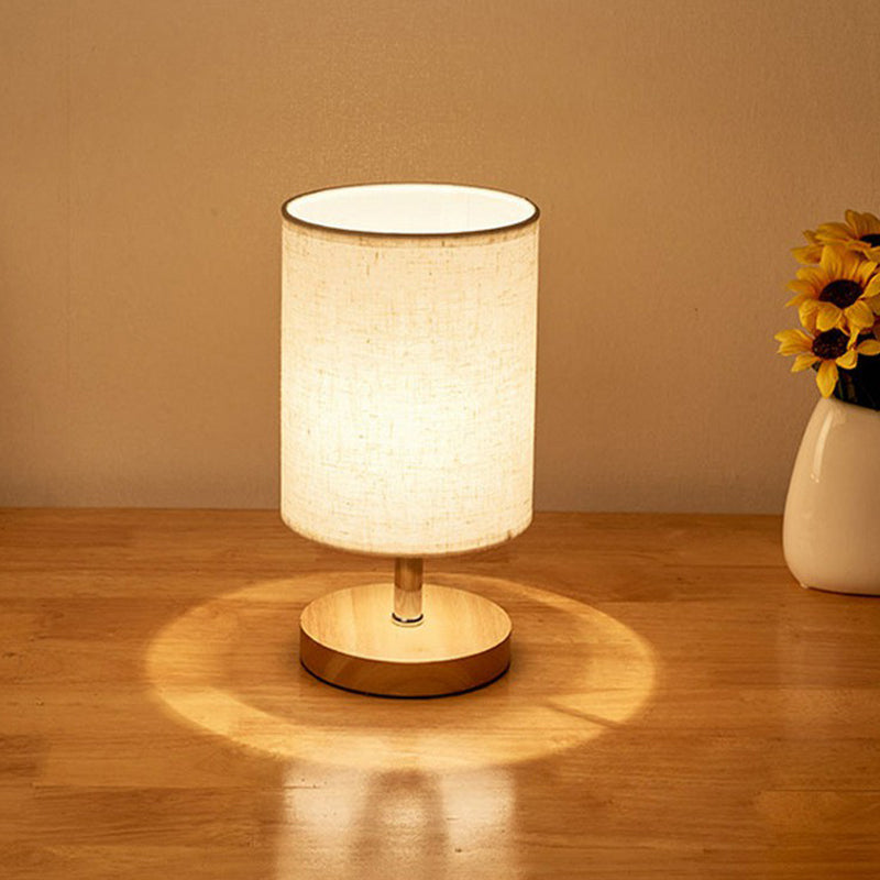 Flax and Wood Minimalist Table Lamp
