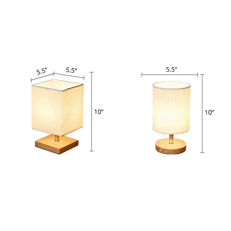 Flax and Wood Minimalist Table Lamp