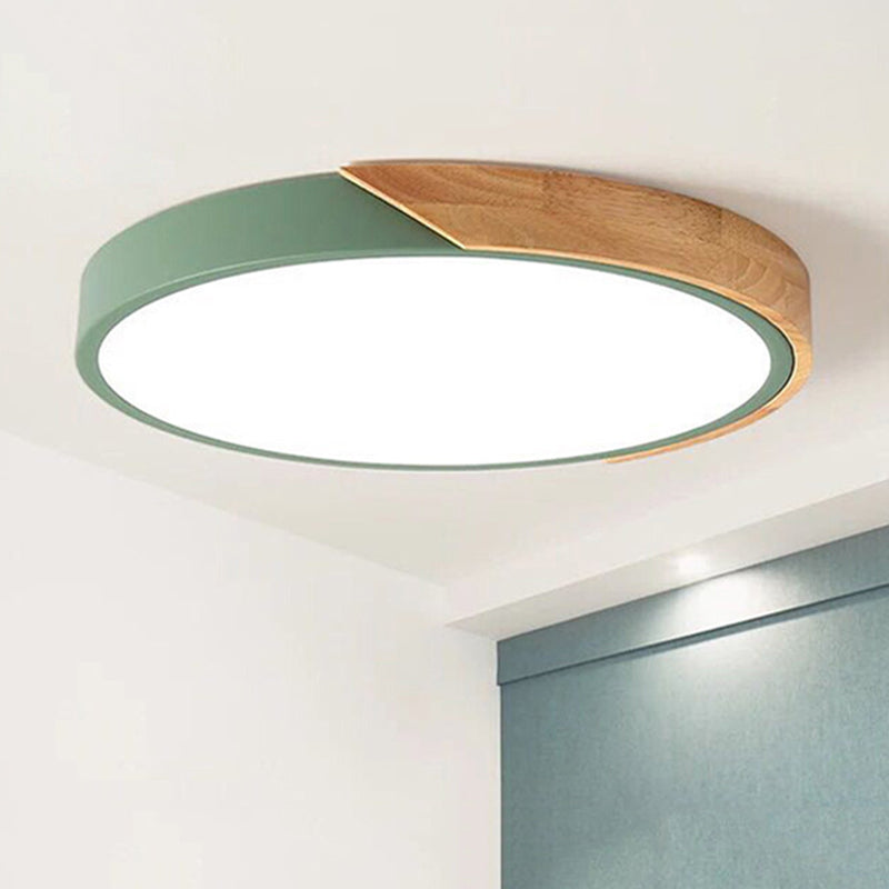 Round Acrylic & Metal LED Flush-Mount Ceiling Light for Bedrooms