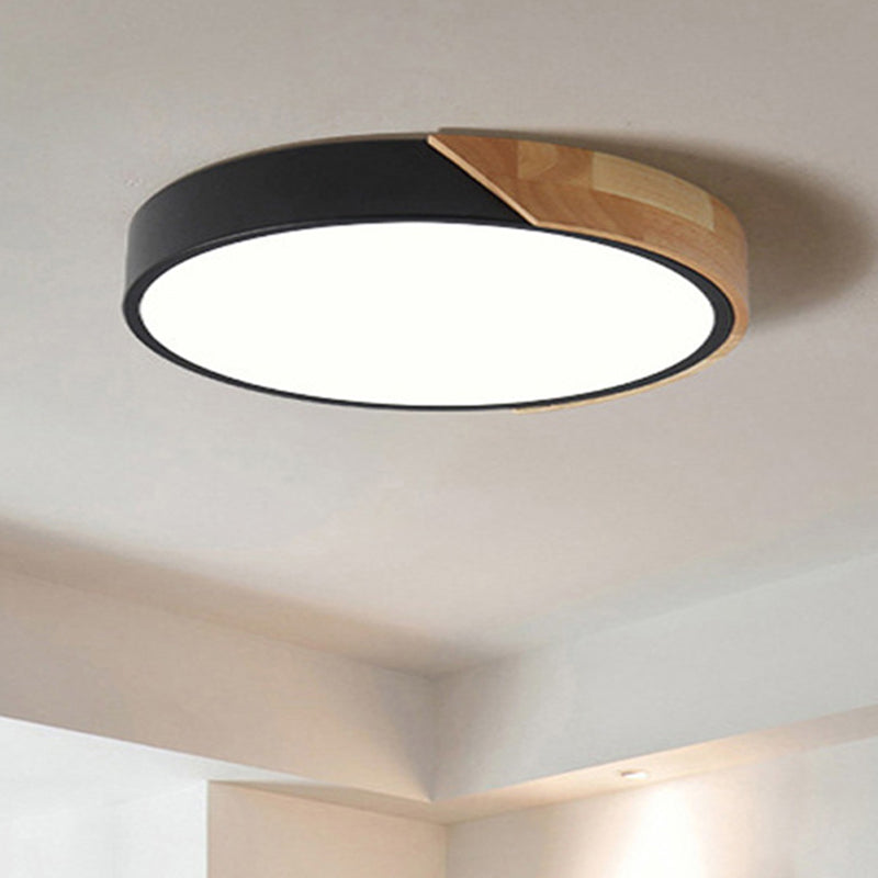 Round Acrylic & Metal LED Flush-Mount Ceiling Light for Bedrooms