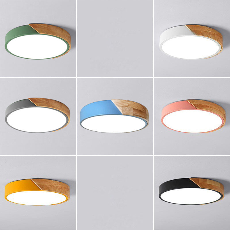 Round Acrylic & Metal LED Flush-Mount Ceiling Light for Bedrooms
