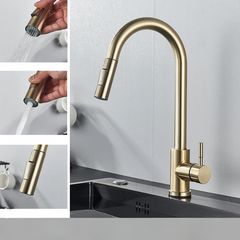 Flexible Pull-Down Kitchen Sink Faucet with Spray Head
