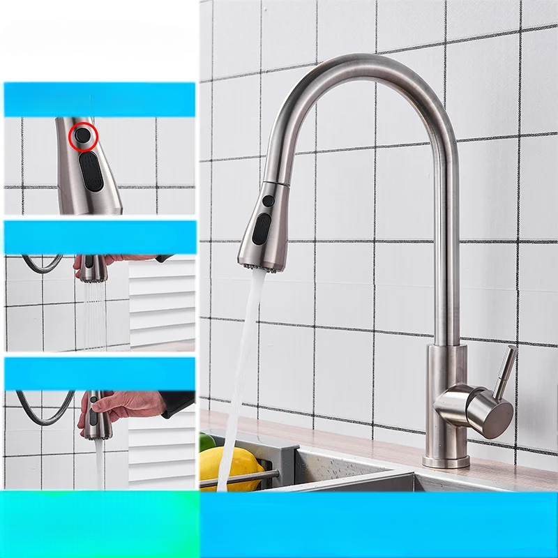 Flexible Pull-Down Kitchen Sink Faucet with Spray Head
