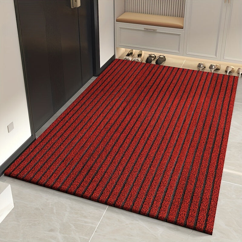 All-Season Weather-Resistant Striped Indoor/Outdoor Mat – Durable, Non-Slip, Stain and Fade Resistant Low-Profile Rug