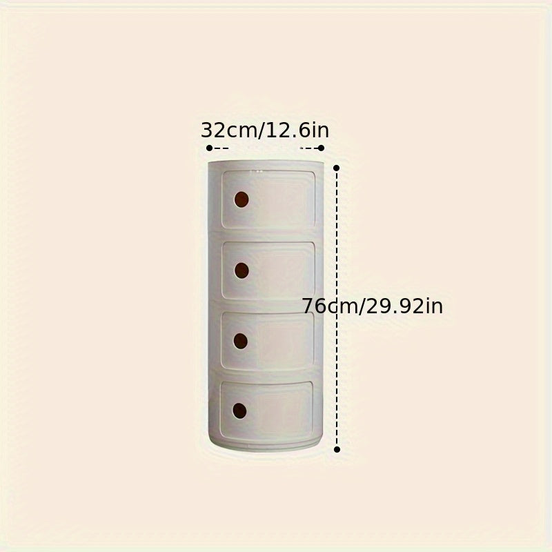 Round White Nightstand Storage Cabinet
