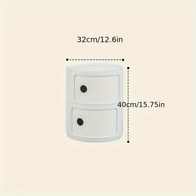 Round White Nightstand Storage Cabinet