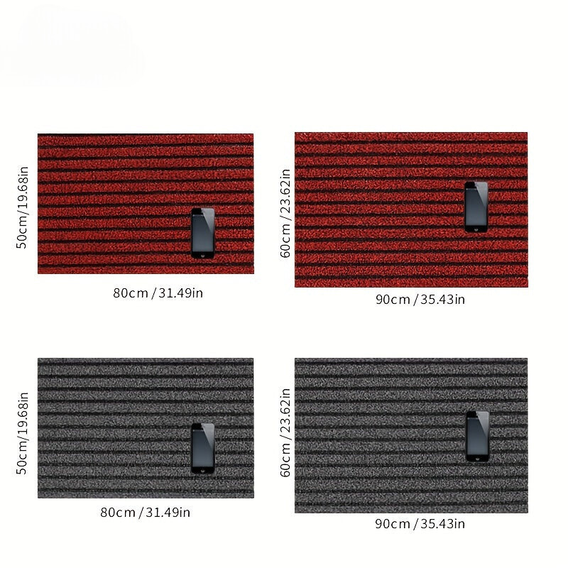 All-Season Weather-Resistant Striped Indoor/Outdoor Mat – Durable, Non-Slip, Stain and Fade Resistant Low-Profile Rug