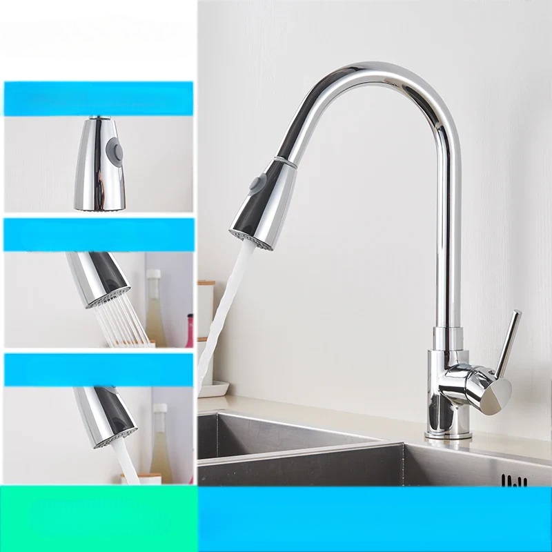 Flexible Pull-Down Kitchen Sink Faucet with Spray Head