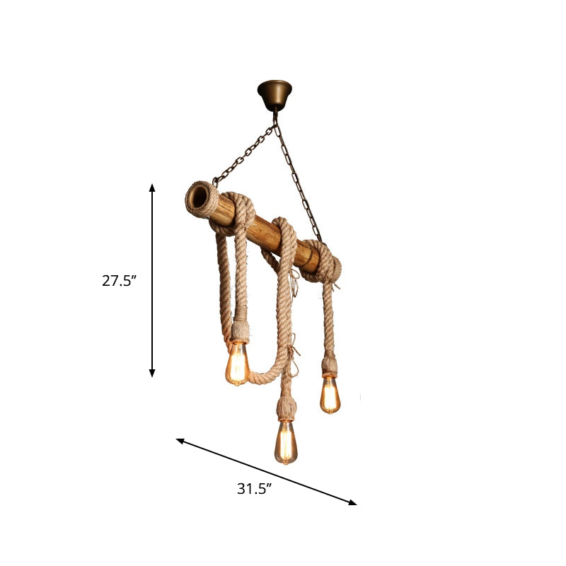 Adjustable Bamboo Ceiling Light with Rope Detail