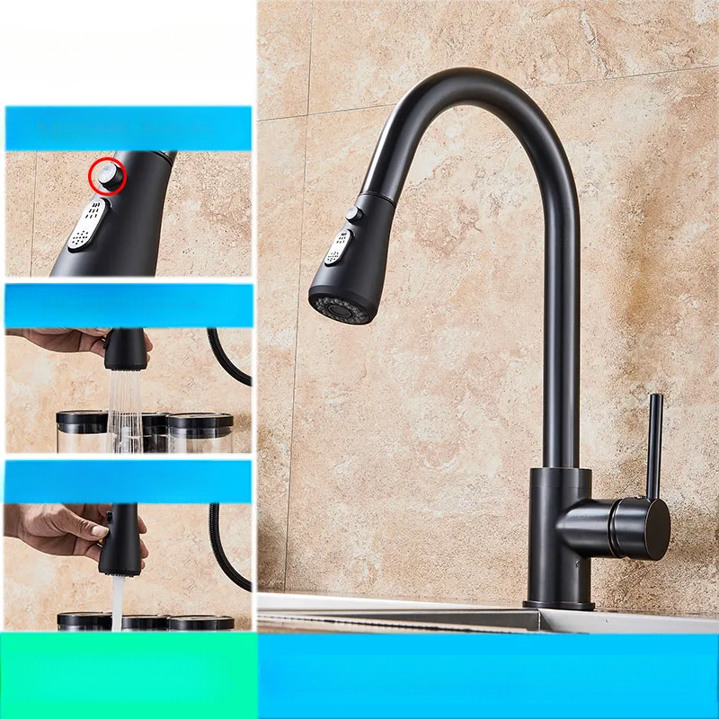 Flexible Pull-Down Kitchen Sink Faucet with Spray Head
