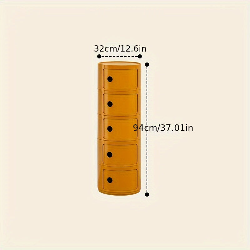 Round White Nightstand Storage Cabinet