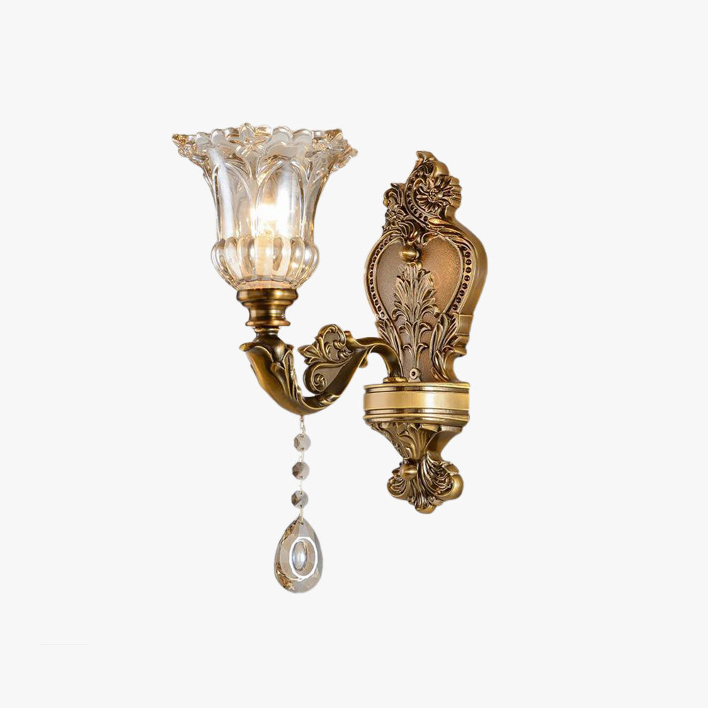 Vintage Gold Double-Light Glass Wall Sconce