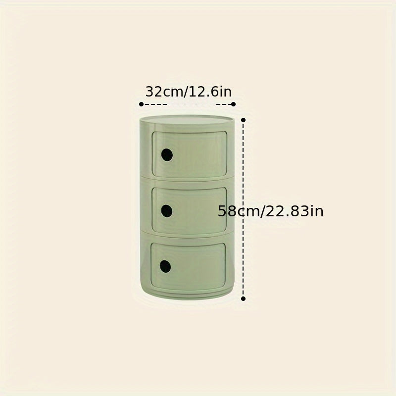 Round White Nightstand Storage Cabinet