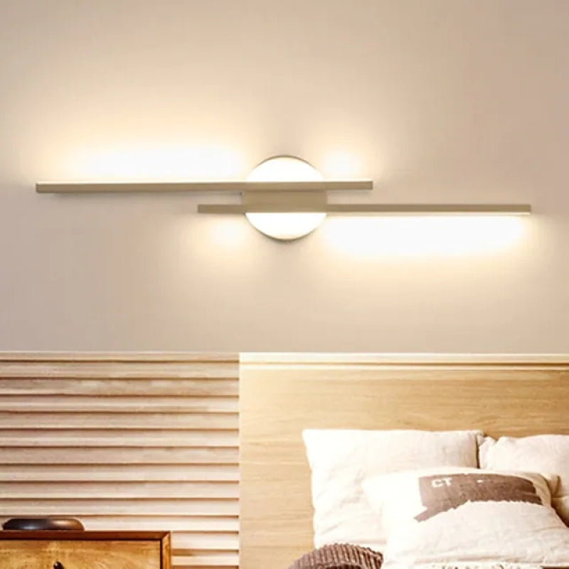 Alana Twin Linear LED Wall Sconce in Black and White Metal for Bedrooms