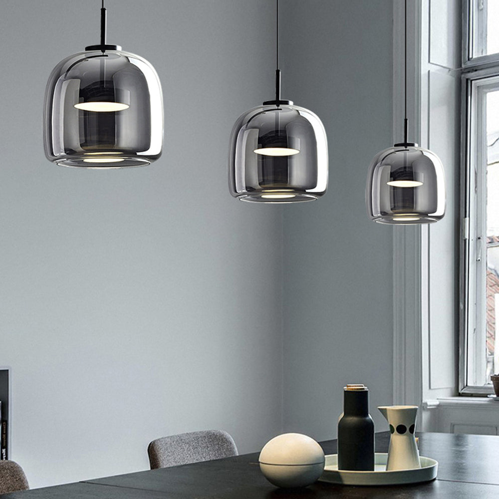Golden Metal & Glass Retro LED Pendant Light