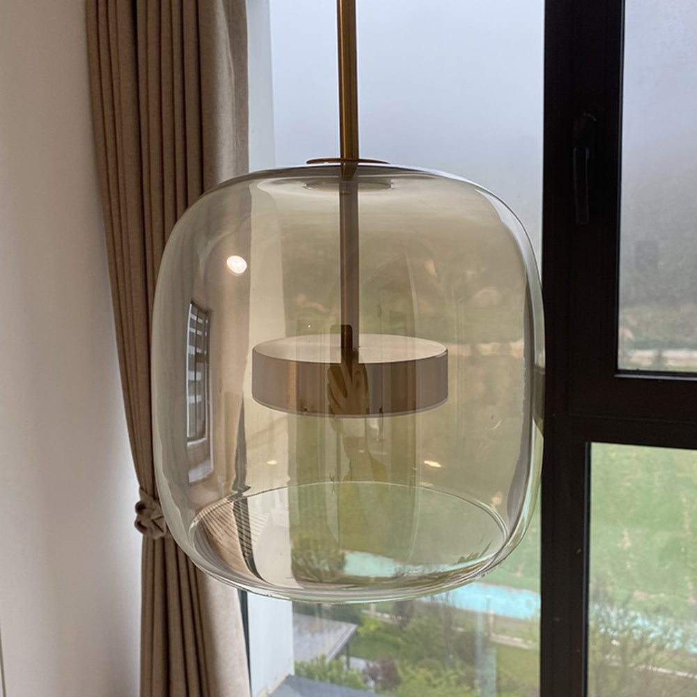 Golden Metal & Glass Retro LED Pendant Light