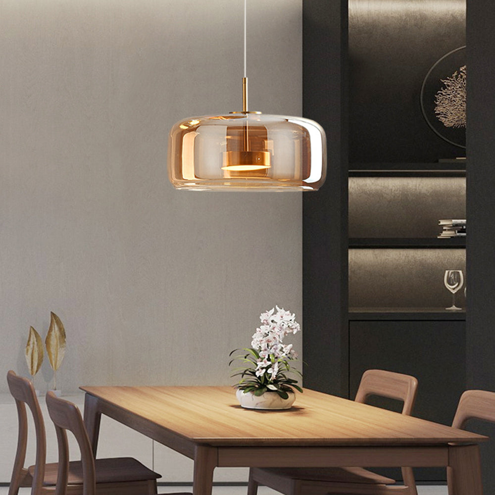 Golden Metal & Glass Retro LED Pendant Light