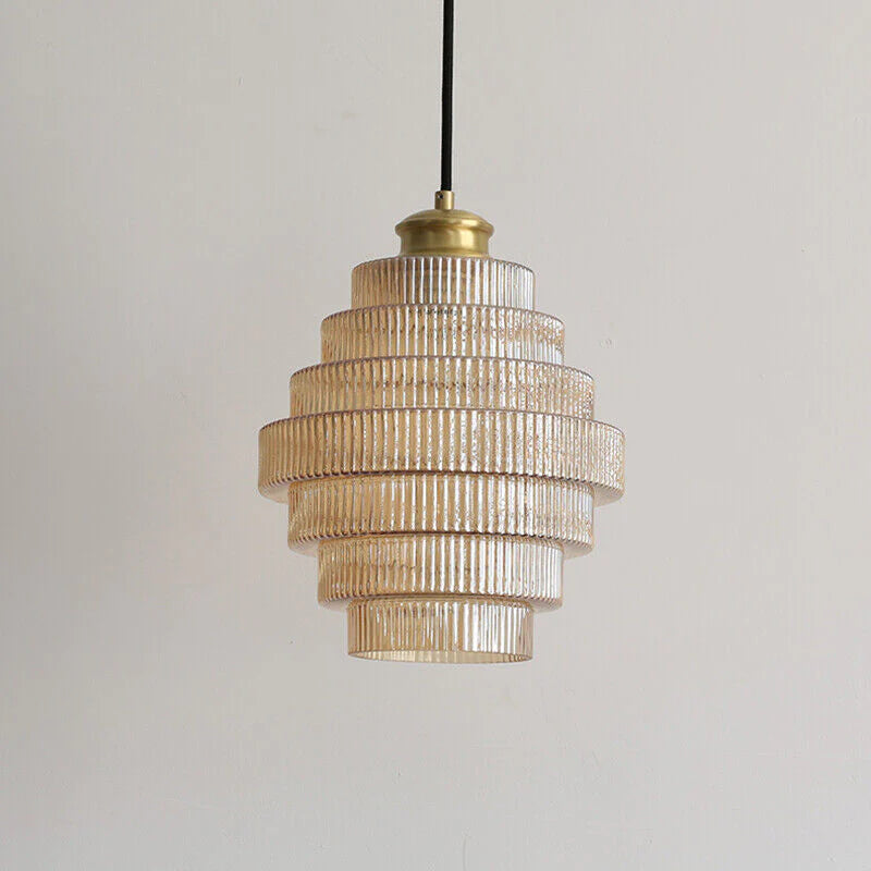 Brass Bottle-Shaped Glass Pendant Light