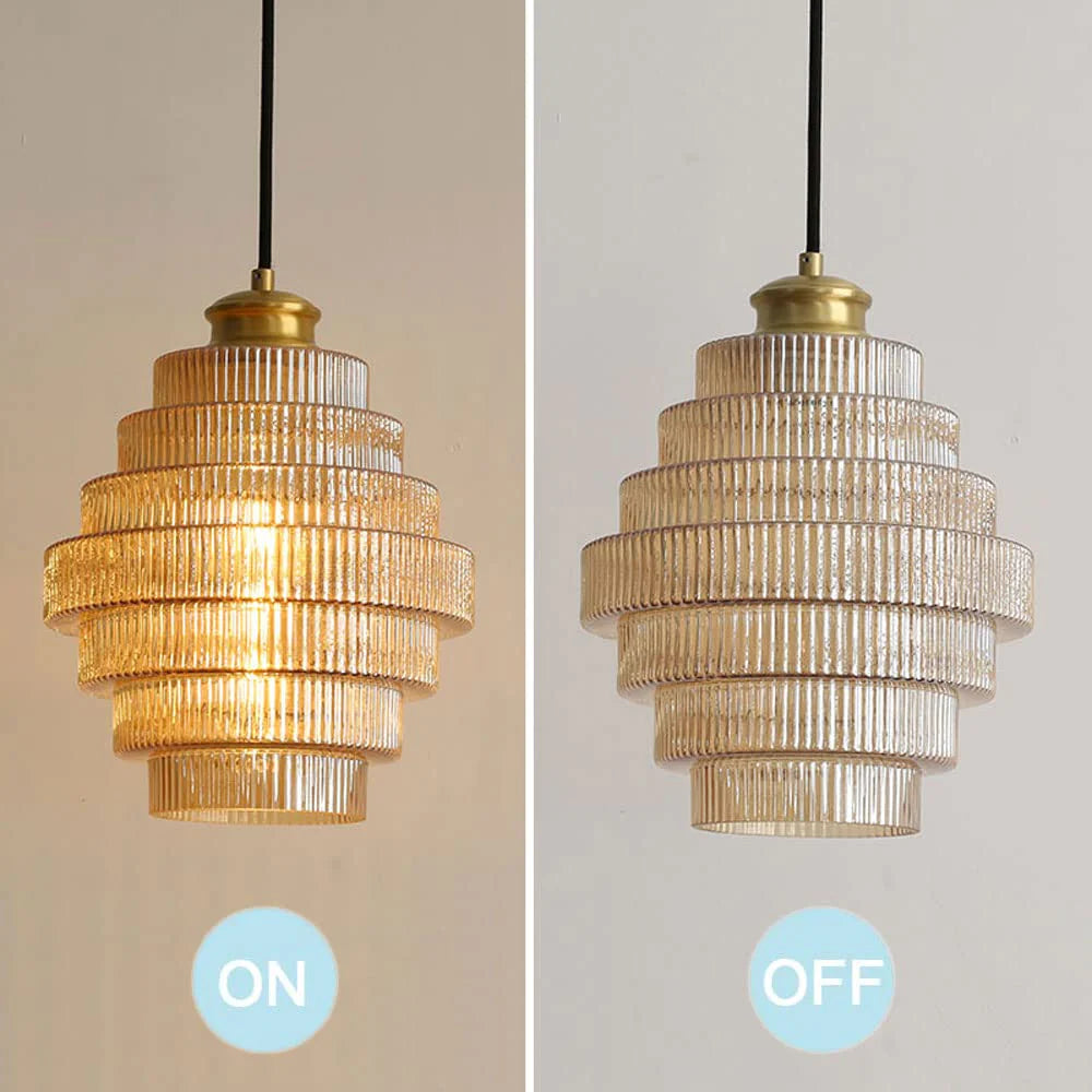 Brass Bottle-Shaped Glass Pendant Light