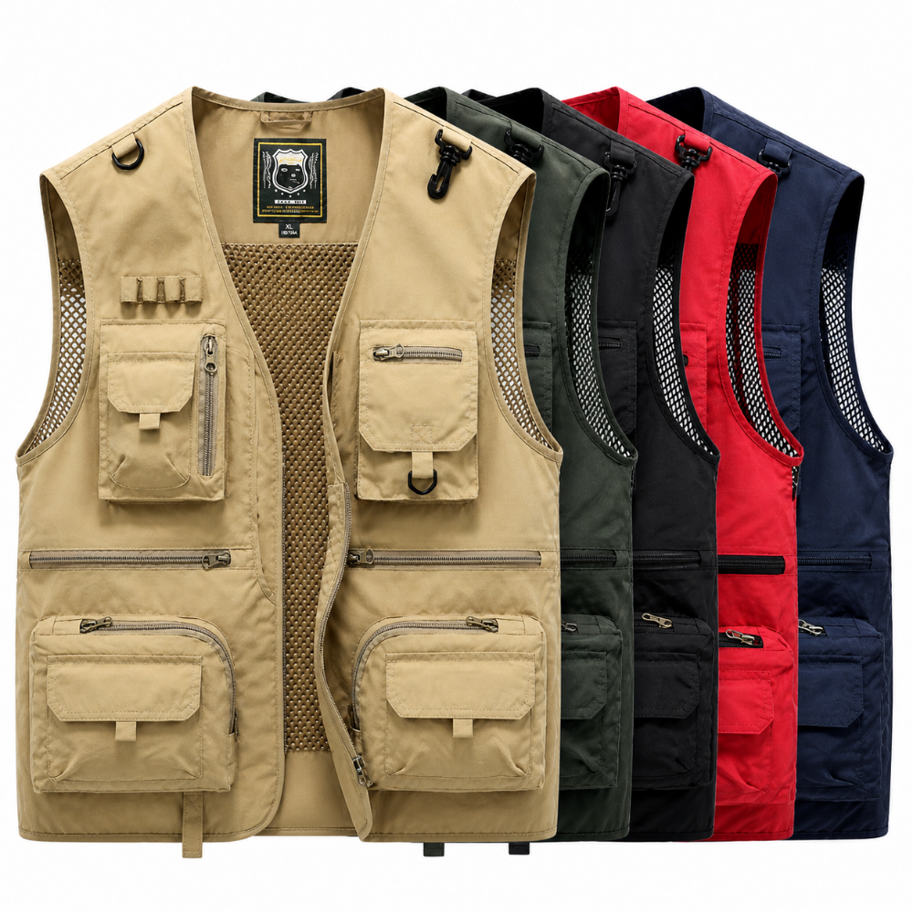 Men's Lightweight Multi-Pocket Zip Travel Vest