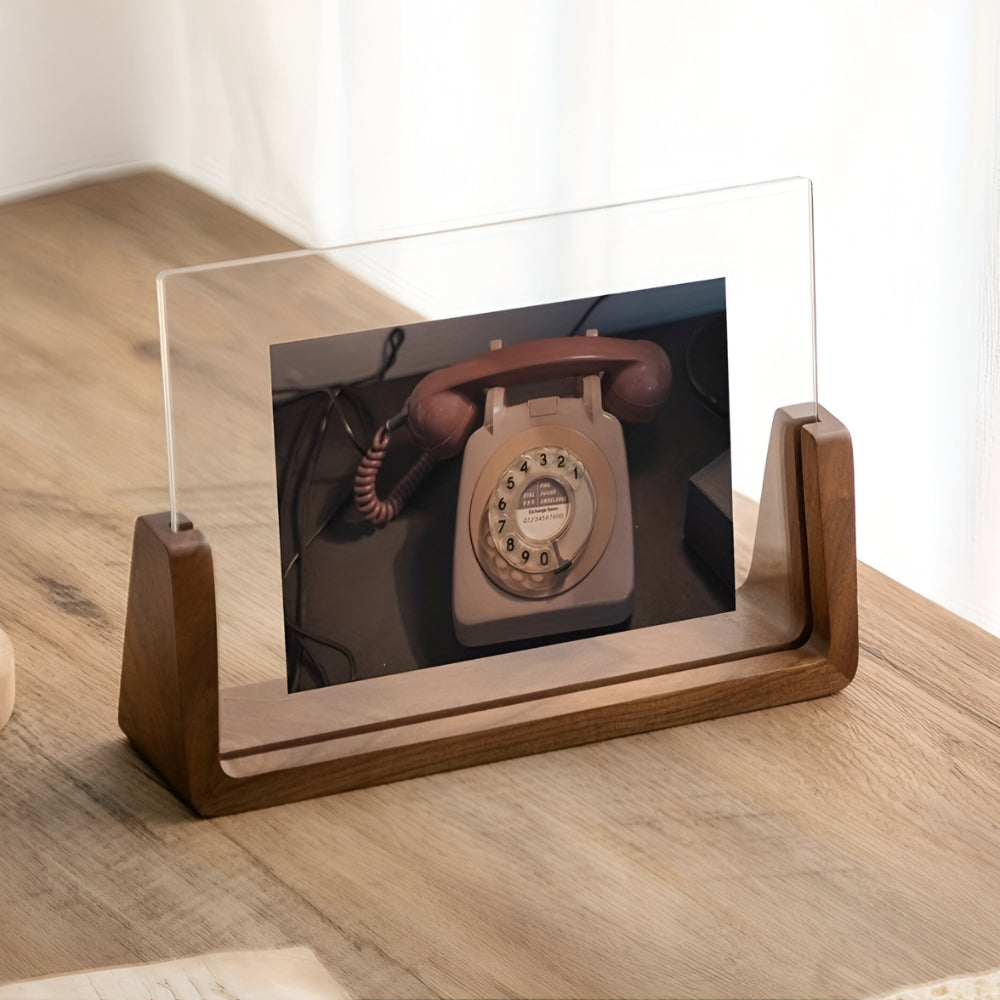 U-Shaped Acrylic and Wood Tabletop Picture Frame
