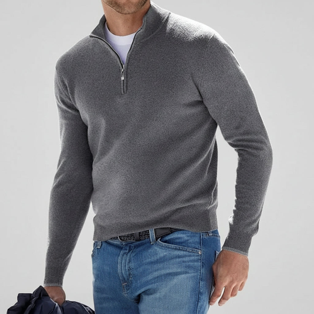 Casual Zip-Up Knit Sweater for Men