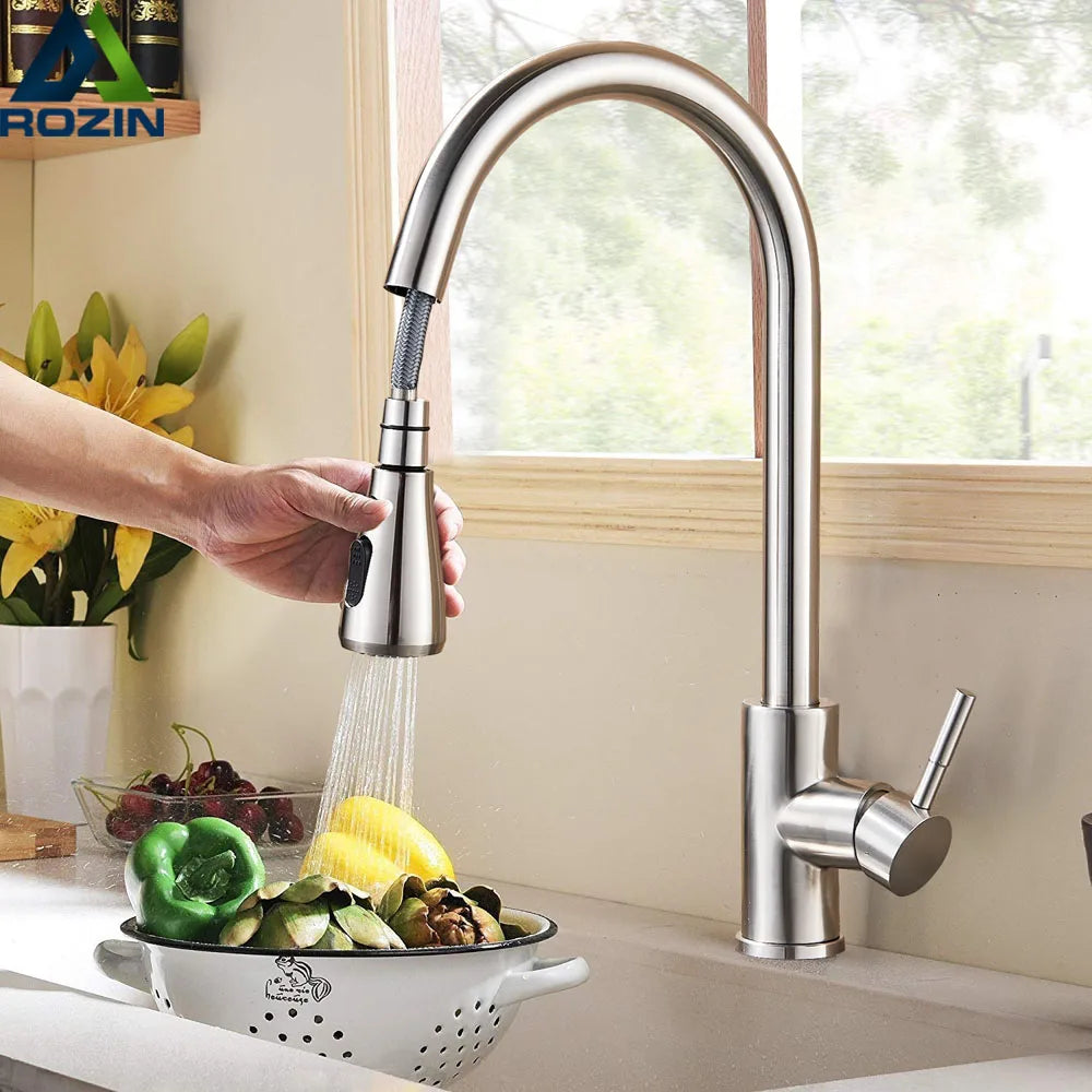 Flexible Pull-Down Kitchen Sink Faucet with Spray Head