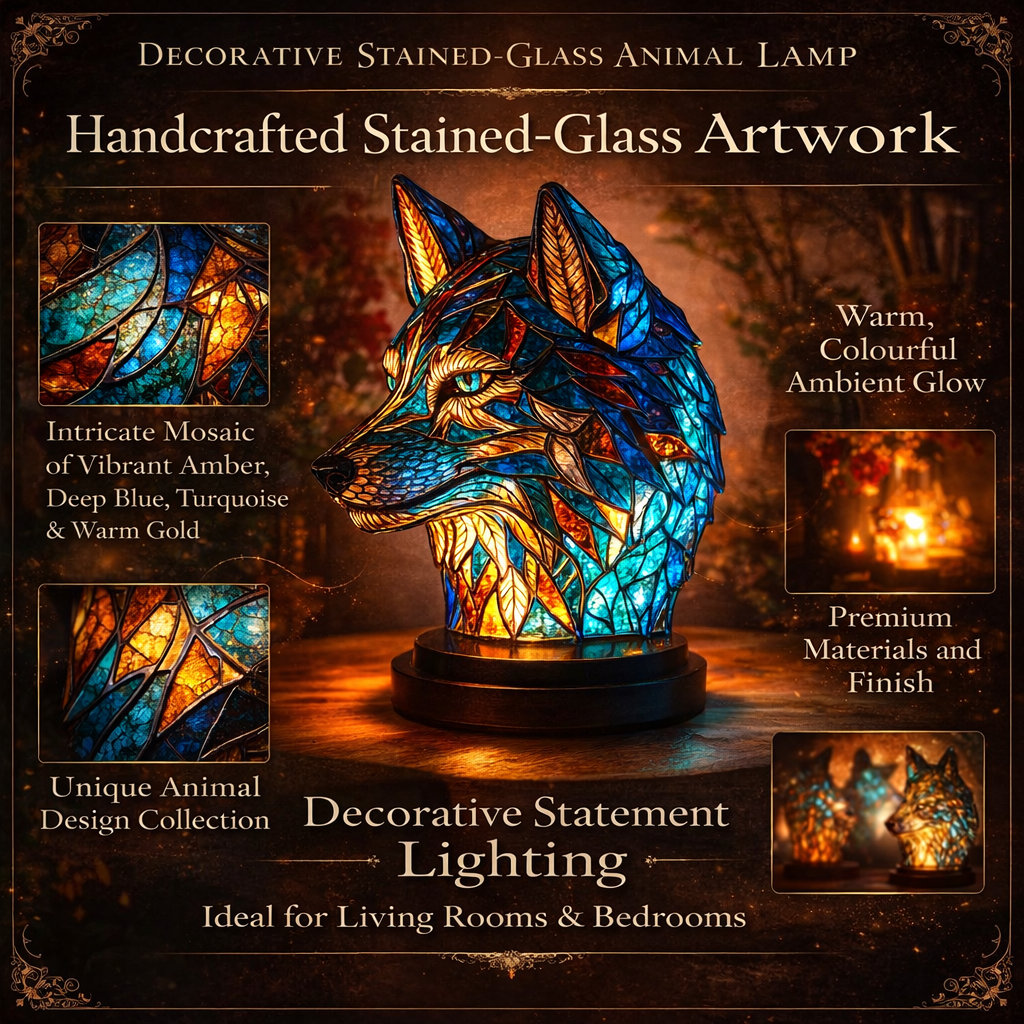 Colorful Animal-Shaped Glass Accent Lamp