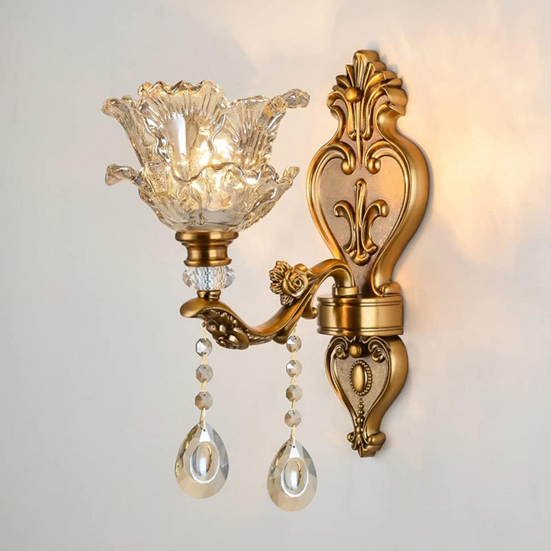Vintage Gold Double-Light Glass Wall Sconce