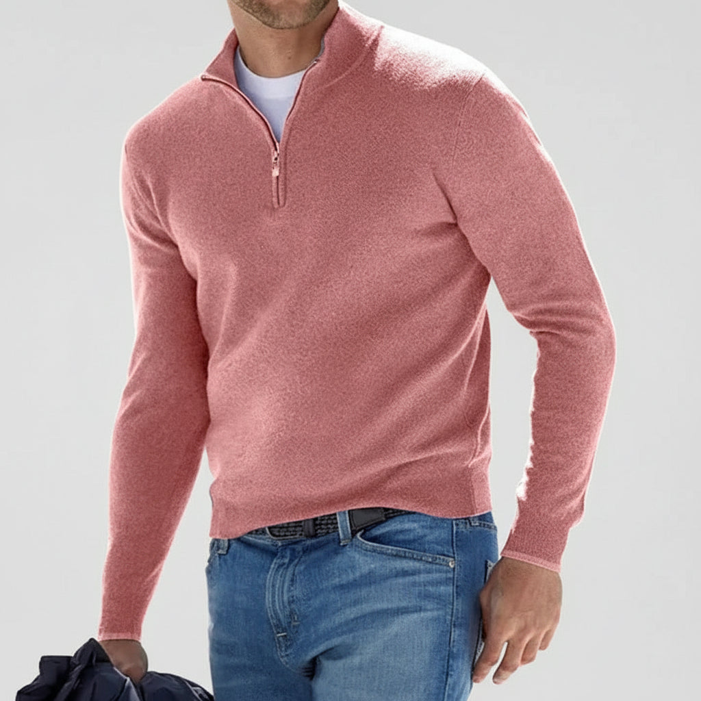 Casual Zip-Up Knit Sweater for Men