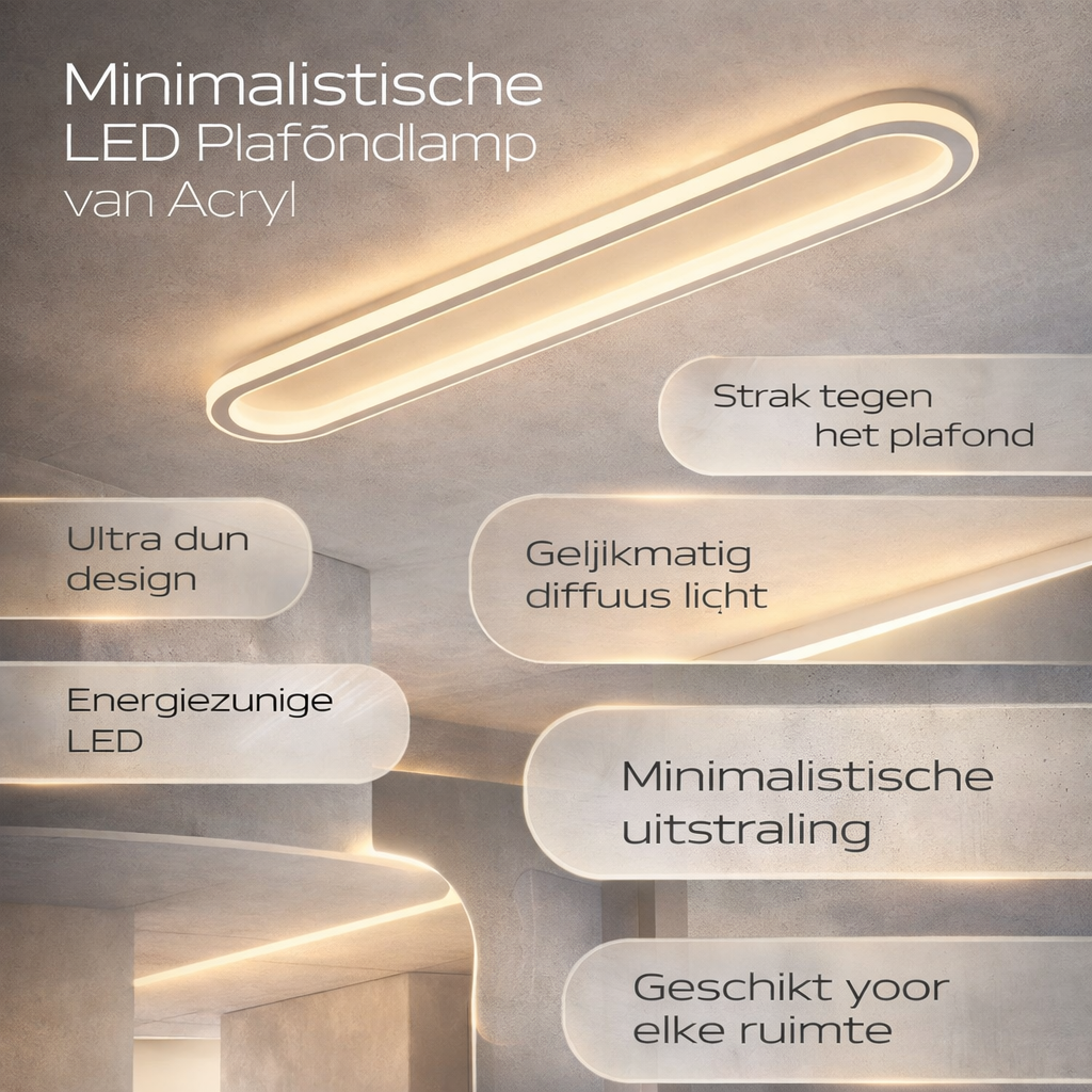 LED Acrylic Flush Mount Ceiling Light, Minimalist Design