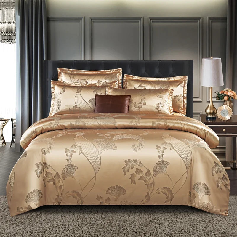Wostar Satin Rayon Jacquard Duvet Cover Set, 220x240 Summer Luxury Bedding