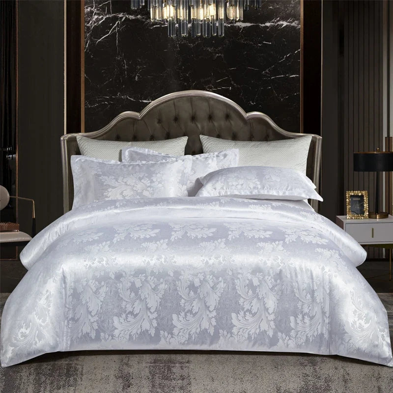 Wostar Satin Rayon Jacquard Duvet Cover Set, 220x240 Summer Luxury Bedding