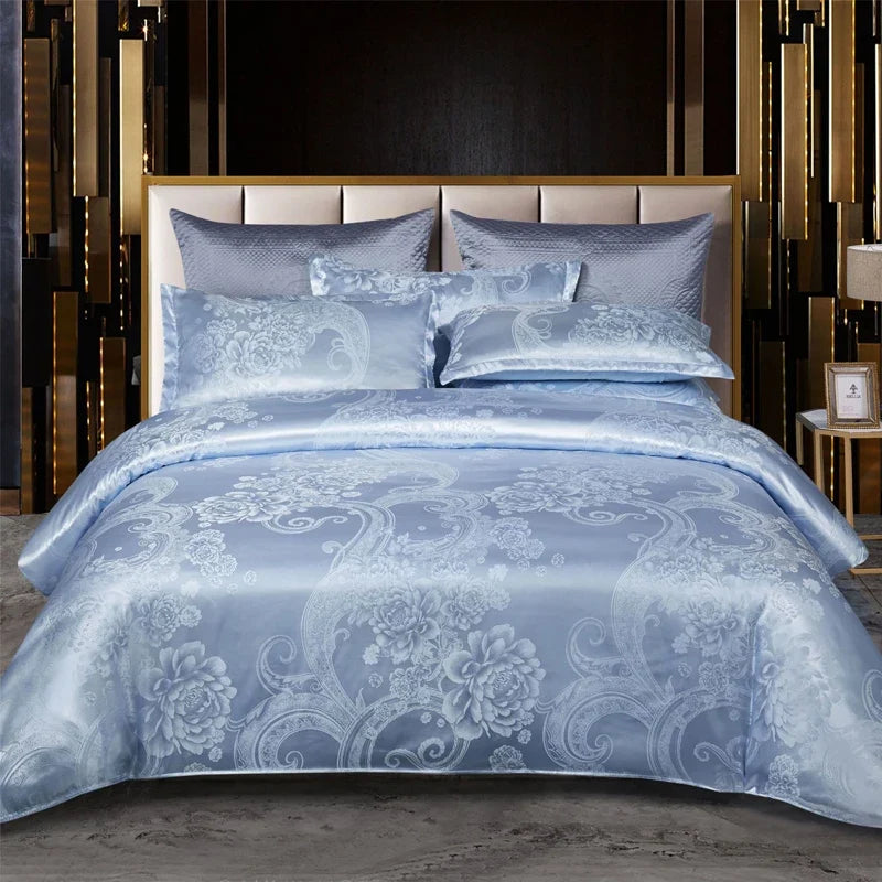 Wostar Satin Rayon Jacquard Duvet Cover Set, 220x240 Summer Luxury Bedding