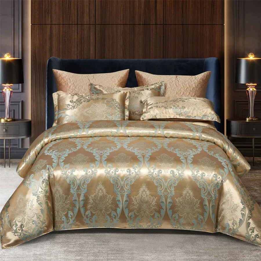 Wostar Satin Rayon Jacquard Duvet Cover Set, 220x240 Summer Luxury Bedding
