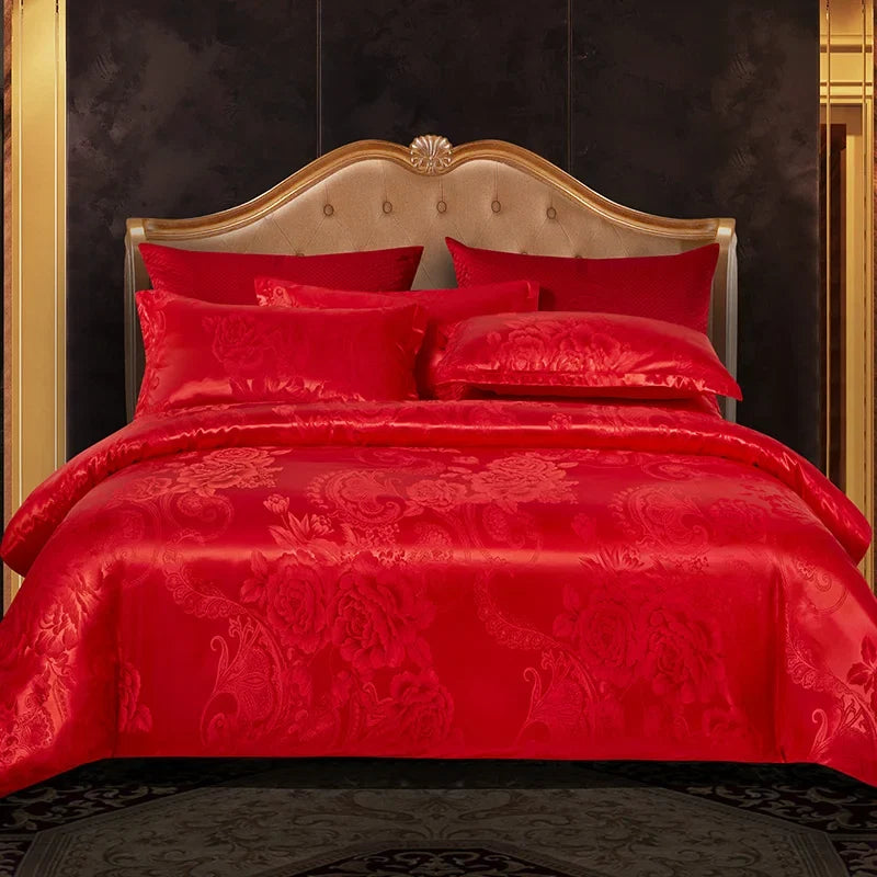 Wostar Satin Rayon Jacquard Duvet Cover Set, 220x240 Summer Luxury Bedding