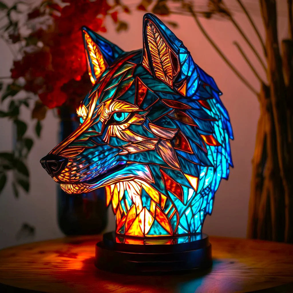 Stained Glass Animal Lamp Kaleidoscopic Light Decorative Home Accent 0