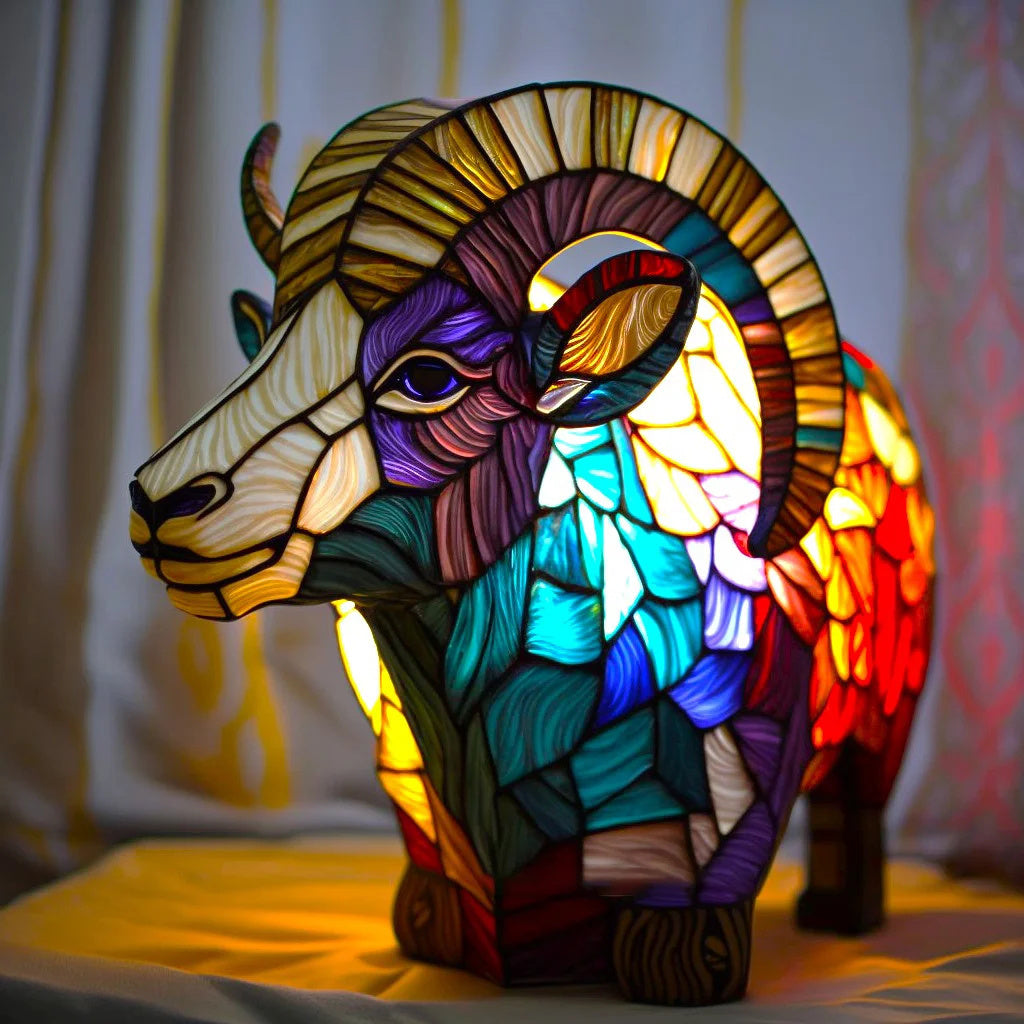Stained Glass Animal Lamp Kaleidoscopic Light Decorative Home Accent 5