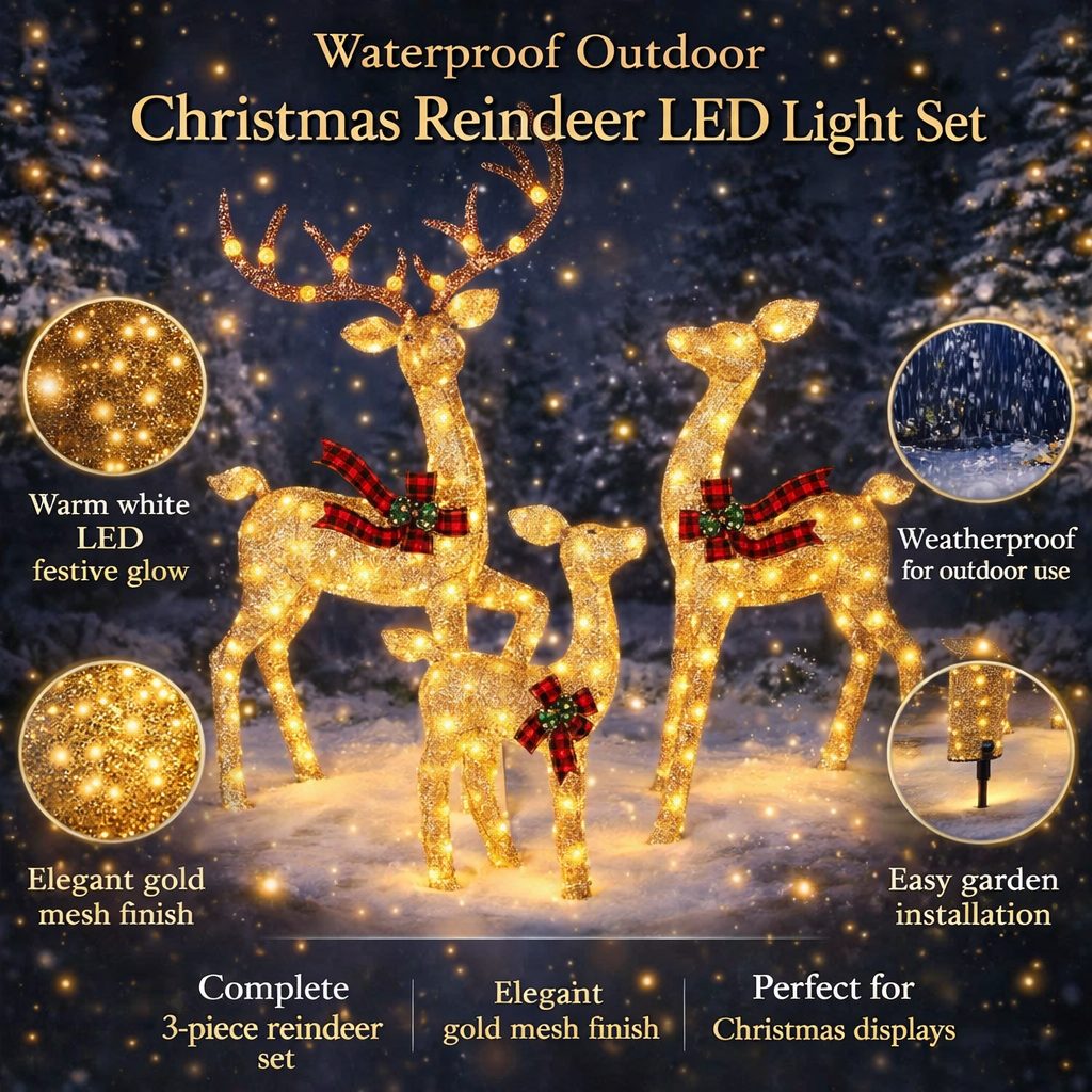Waterproof LED Reindeer Set for Outdoor Christmas Decor
