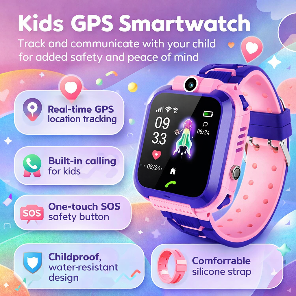 Kids' GPS Tracking Smartwatch with SOS Calling
