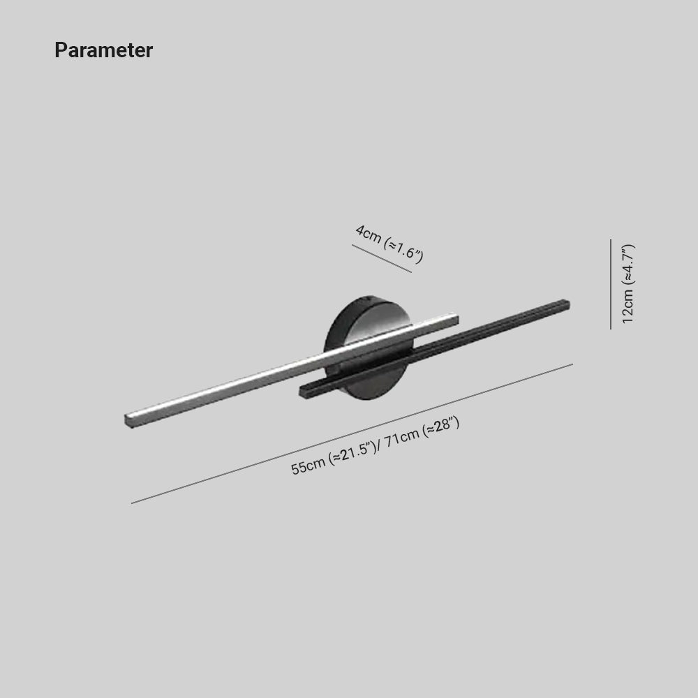 Alana Twin Linear LED Wall Sconce in Black and White Metal for Bedrooms