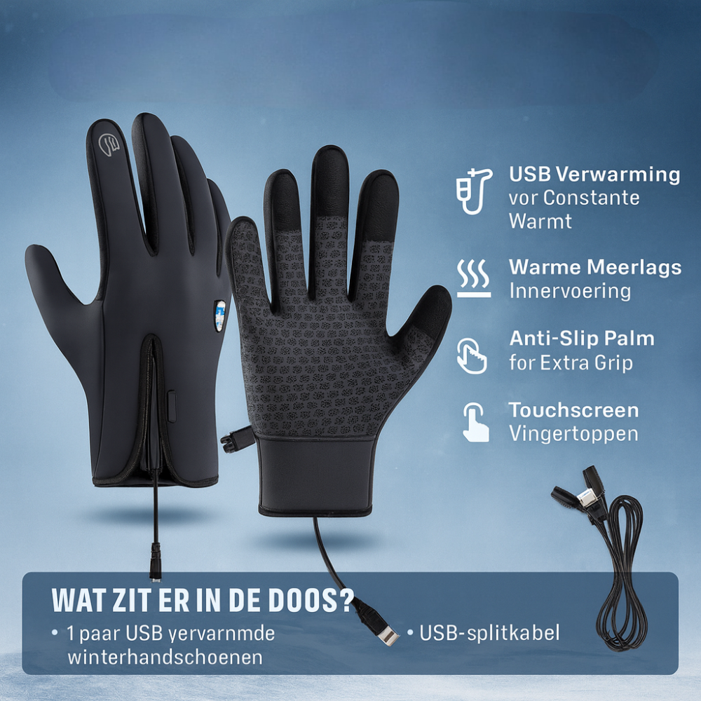 USB-Heated Touchscreen Winter Gloves