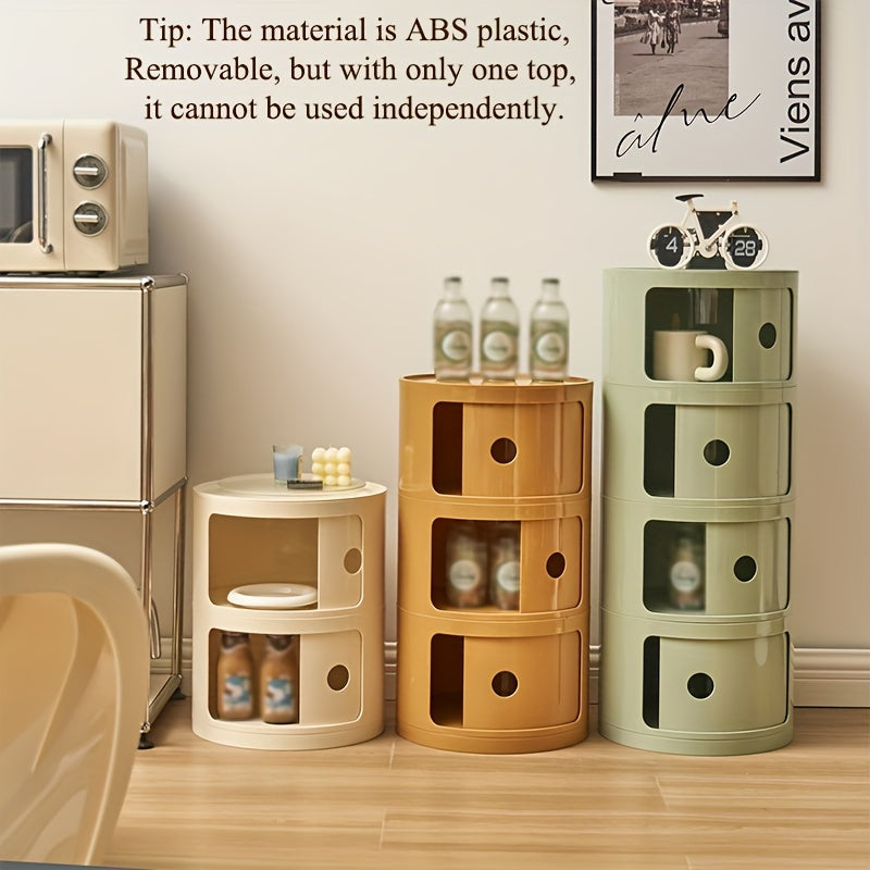 Round White Nightstand Storage Cabinet