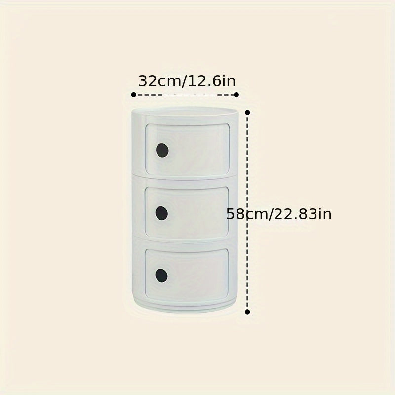 Round White Nightstand Storage Cabinet
