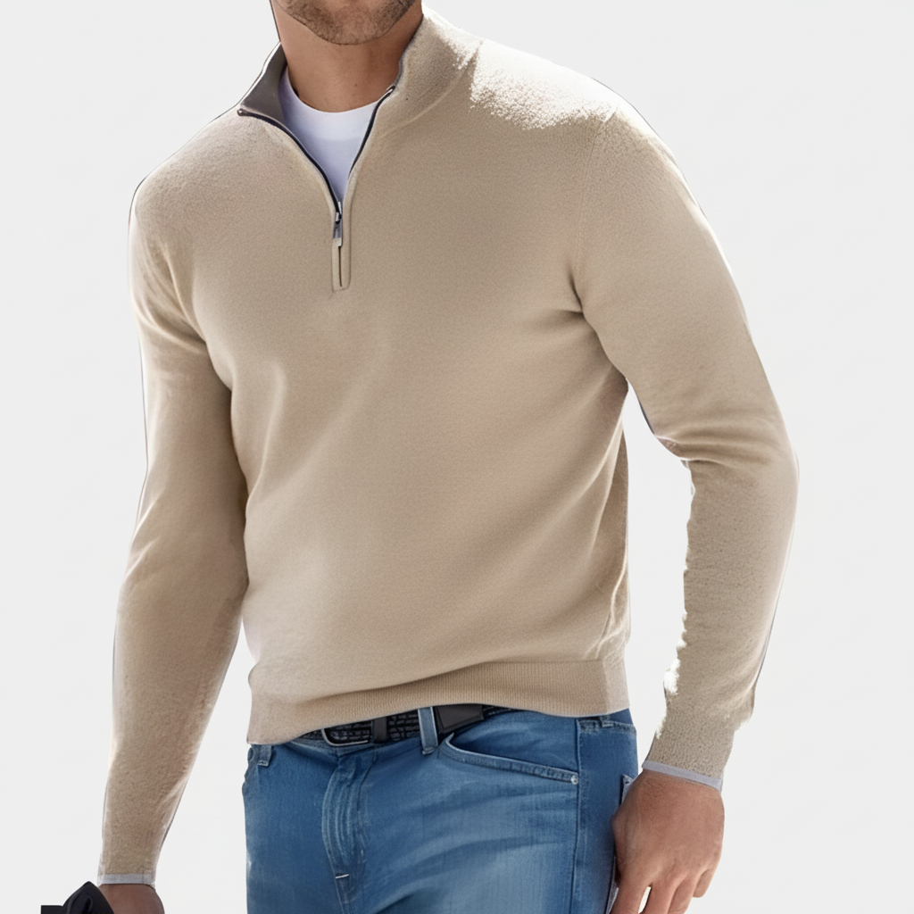 Casual Zip-Up Knit Sweater for Men