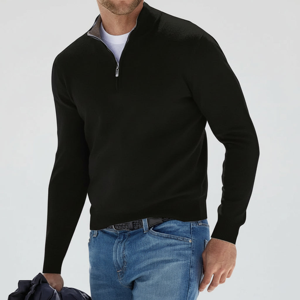 Casual Zip-Up Knit Sweater for Men