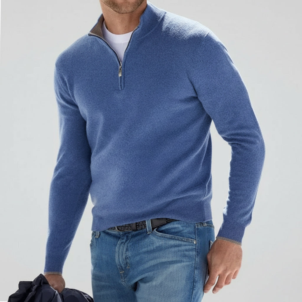 Casual Zip-Up Knit Sweater for Men