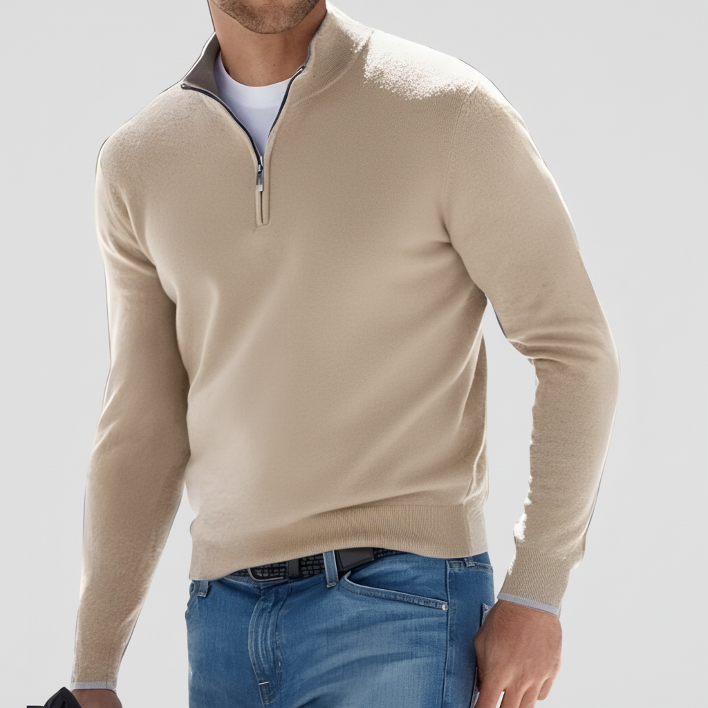 Casual Zip-Up Knit Sweater for Men